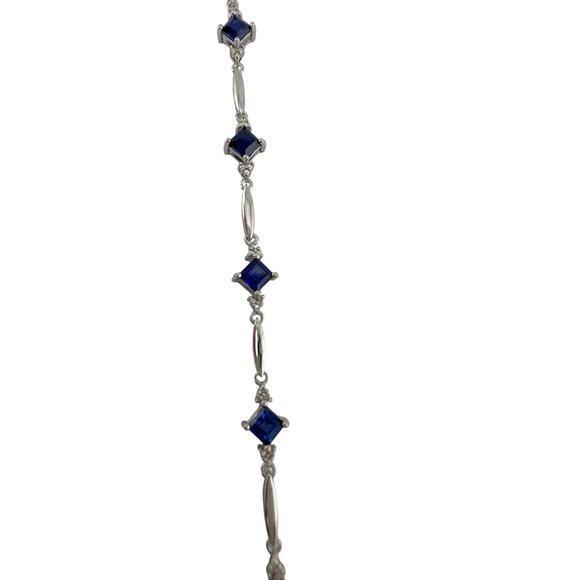 3.10 Carat Lab Created Sapphire Bracelet with Diamond Accent - Picture 5 of 8